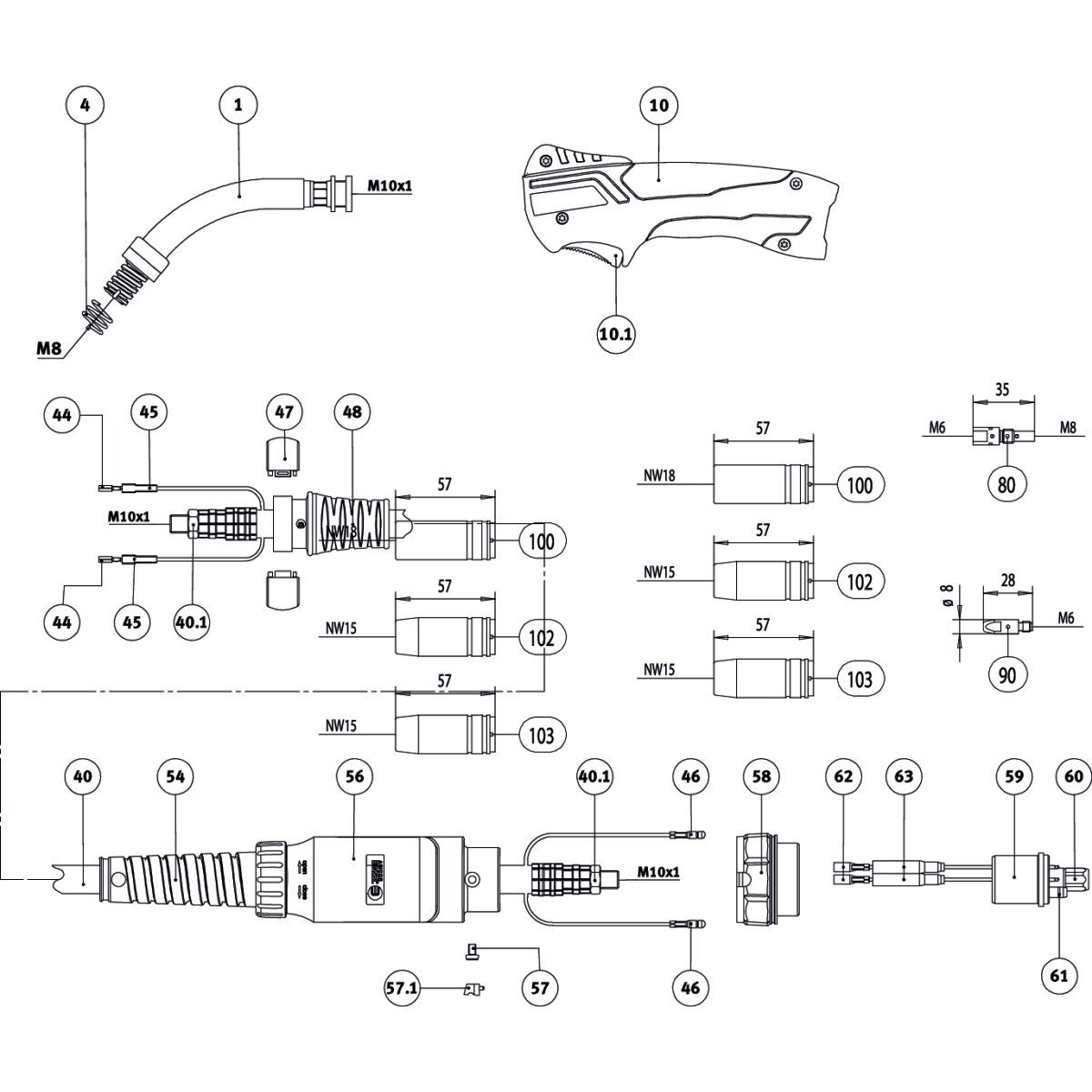 MIG/MAG Schweißbrenner, gaskühlt Rehm EVO MB 25 3m Alu Produktbild img2 L