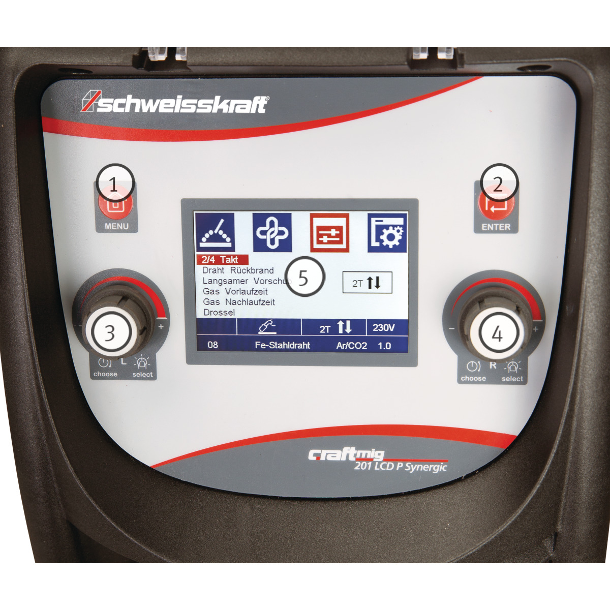 Schweisskraft Impuls-Schutzgasschweißgerät CRAFT-MIG 201 LCD P Synergic Produktbild img2 L