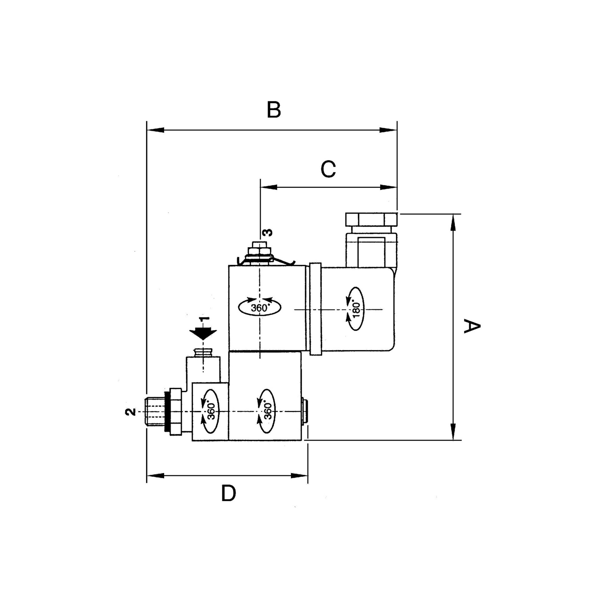 RIEGLER 3/2-Wege-Magnetventil, Banjo, NC, 230/50 V, G 1/8 AG, PN 10 bar Produktbild img2 L