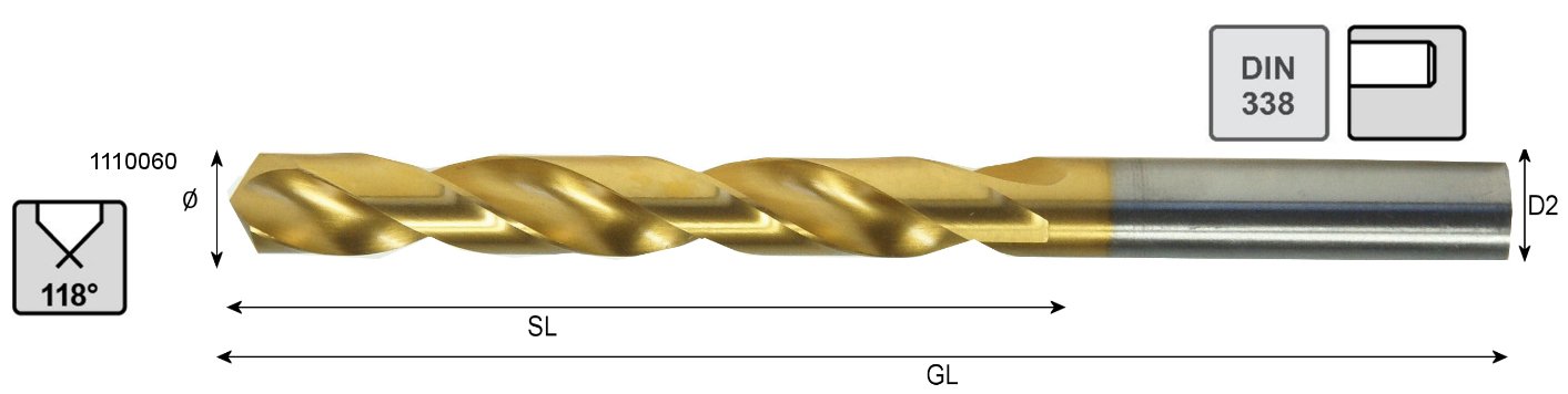 Spiralbohrer DIN338 Typ TIN Bohrer-Ø:14,00 Produktbild img1 L