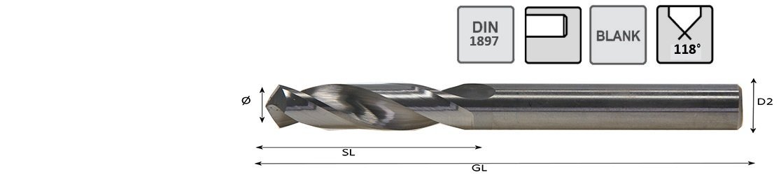 Spiralbohrer VHM Blank DIN1897 Bohrer-Ø:7,50 Produktbild img1 L