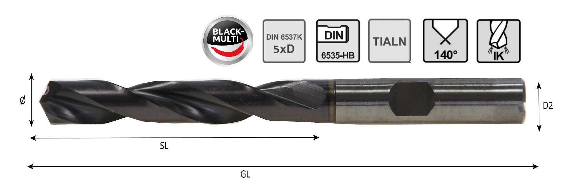 Hochleistungs-Bohrer 5xD Black-Multi IK Bohrer-Ø:10,2 Produktbild img1 L