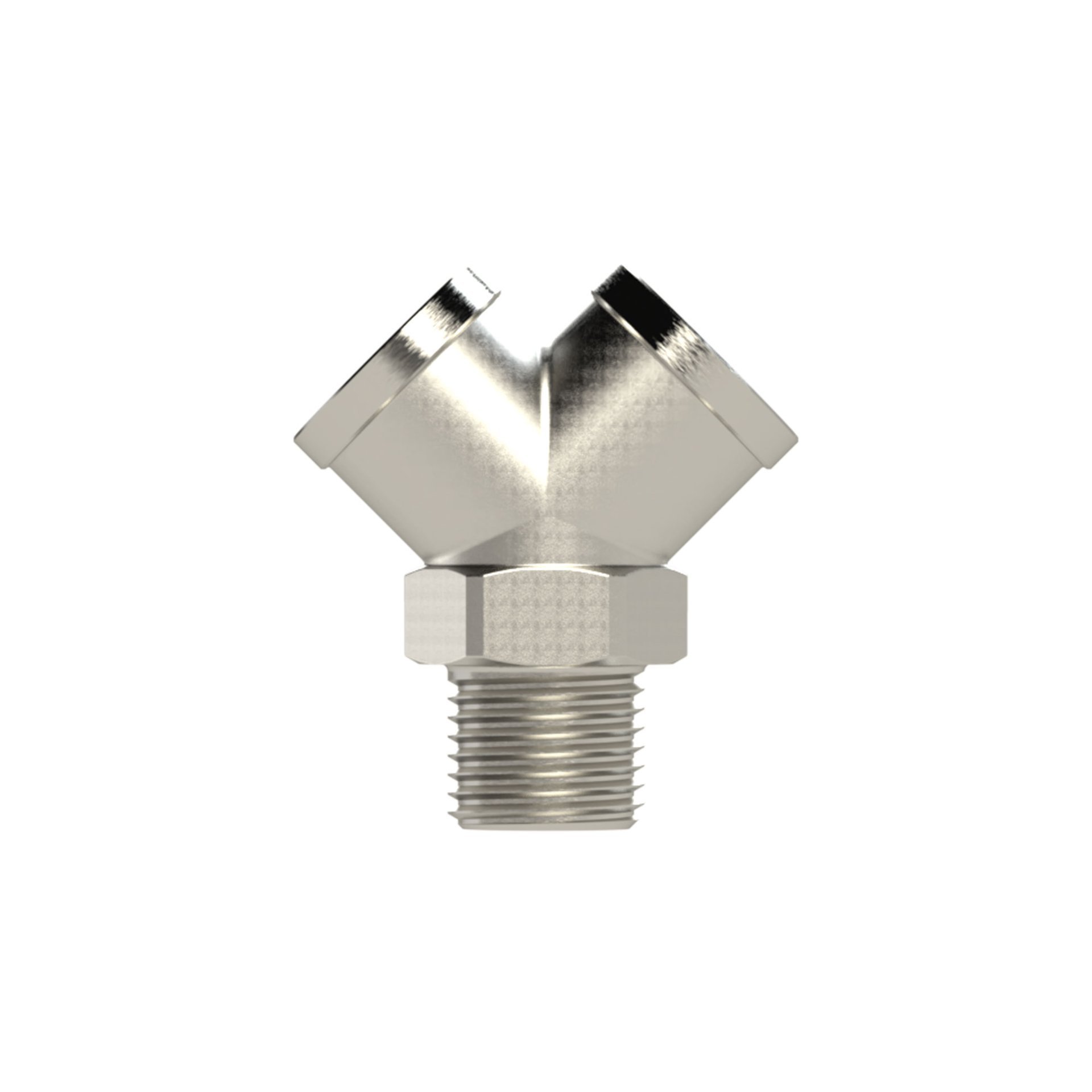 RIEGLER Verteiler, 2fach, R 3/8 AG, Abgänge 2 x G 3/8 IG, Messing vernickelt Produktbild img4 L