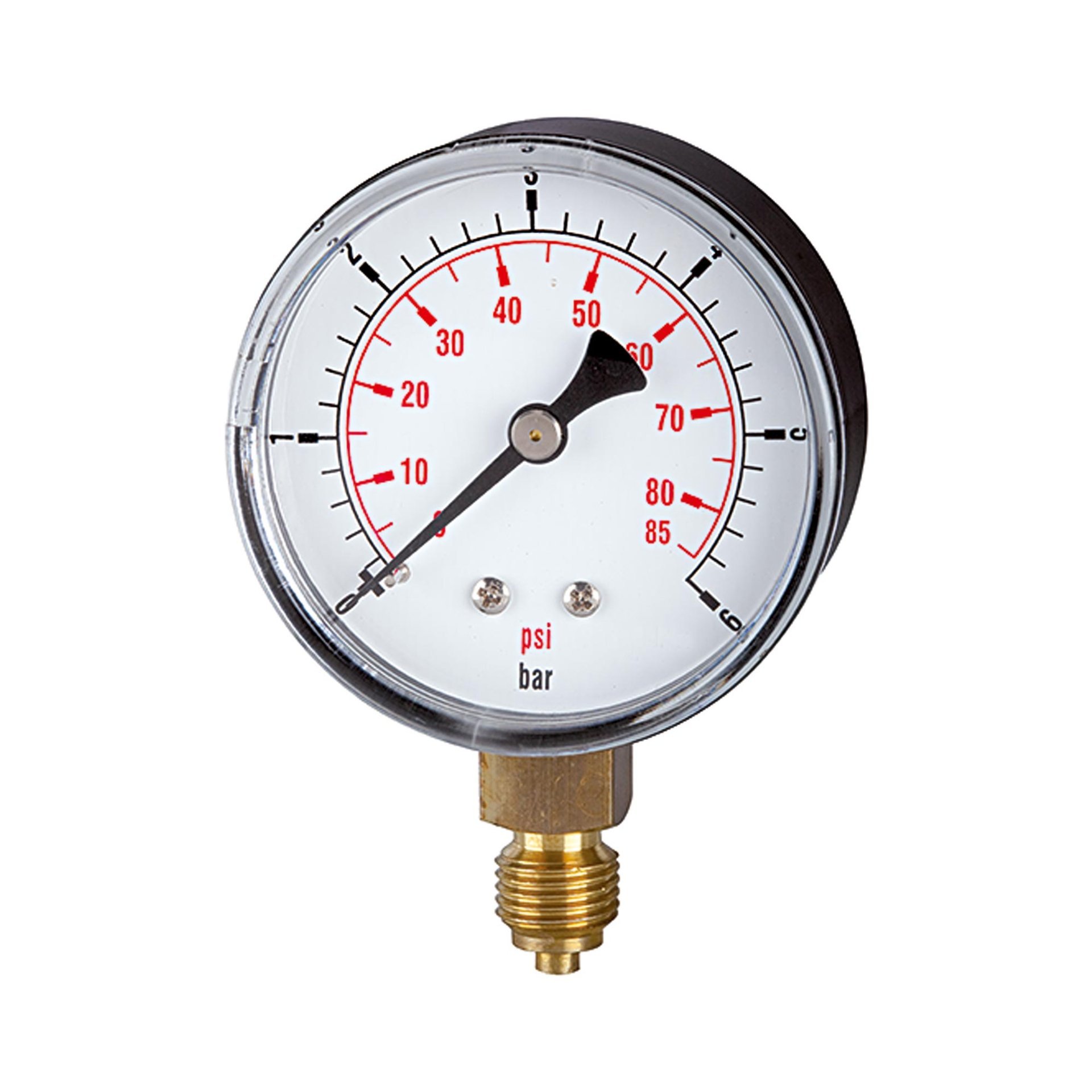 RIEGLER Standardmanometer »pressure line« G 1/4 unten, -1/0 bar/-14,5 psi, Ø63 Produktbild img1 L