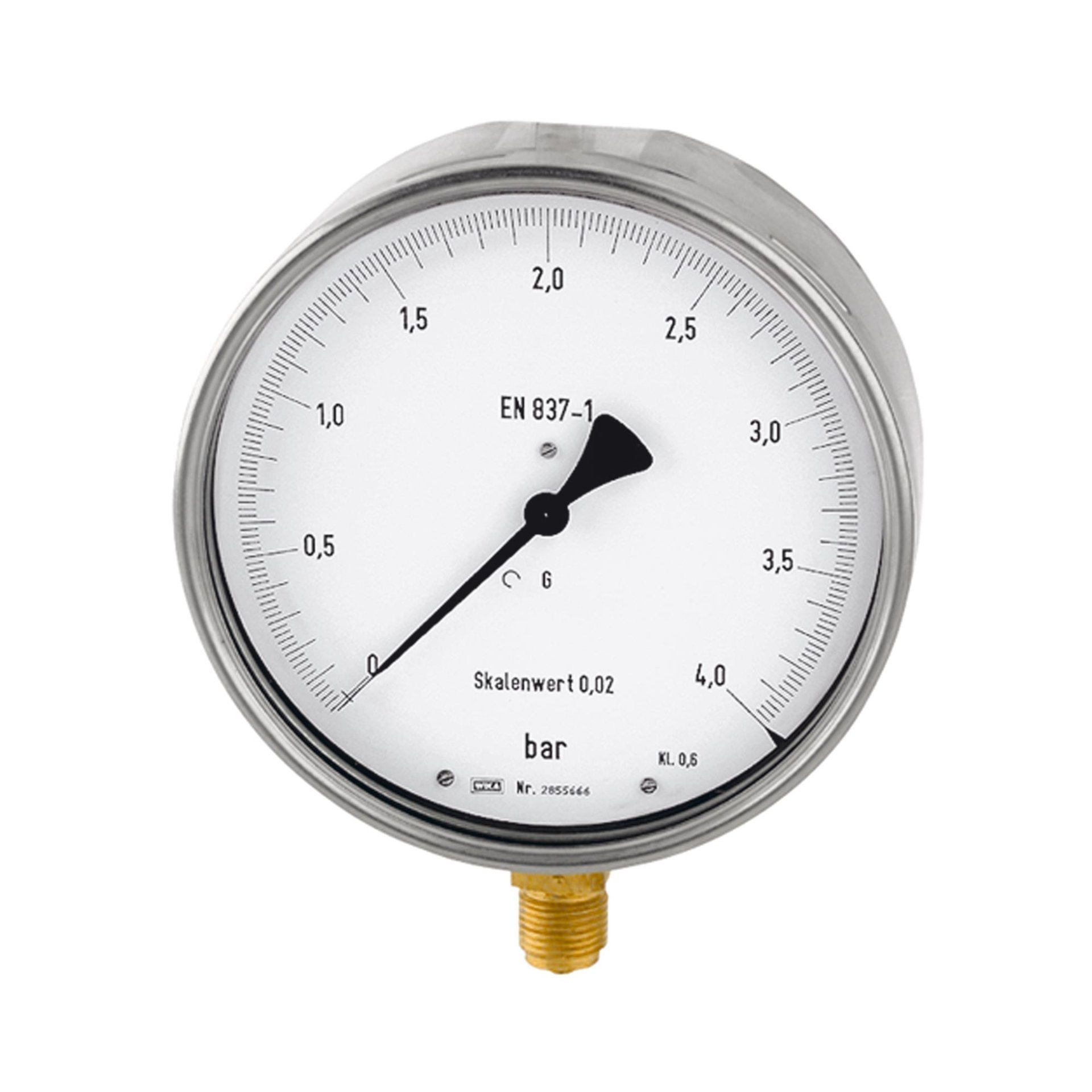 RIEGLER Feinmessmanometer, G 1/2 radial unten, 0 - 60,0 bar, Ø 160 Produktbild img1 L