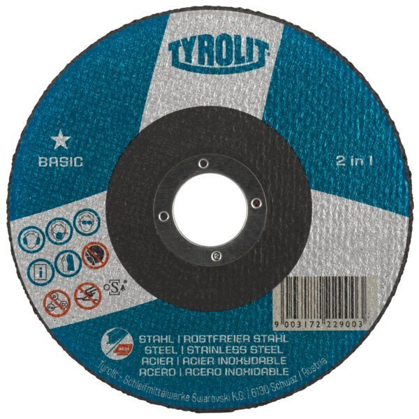 Tyrolit Trennscheibe gerade 125x1x22,23 mm A60 BASIC Stahl/Inox Produktbild img1 L