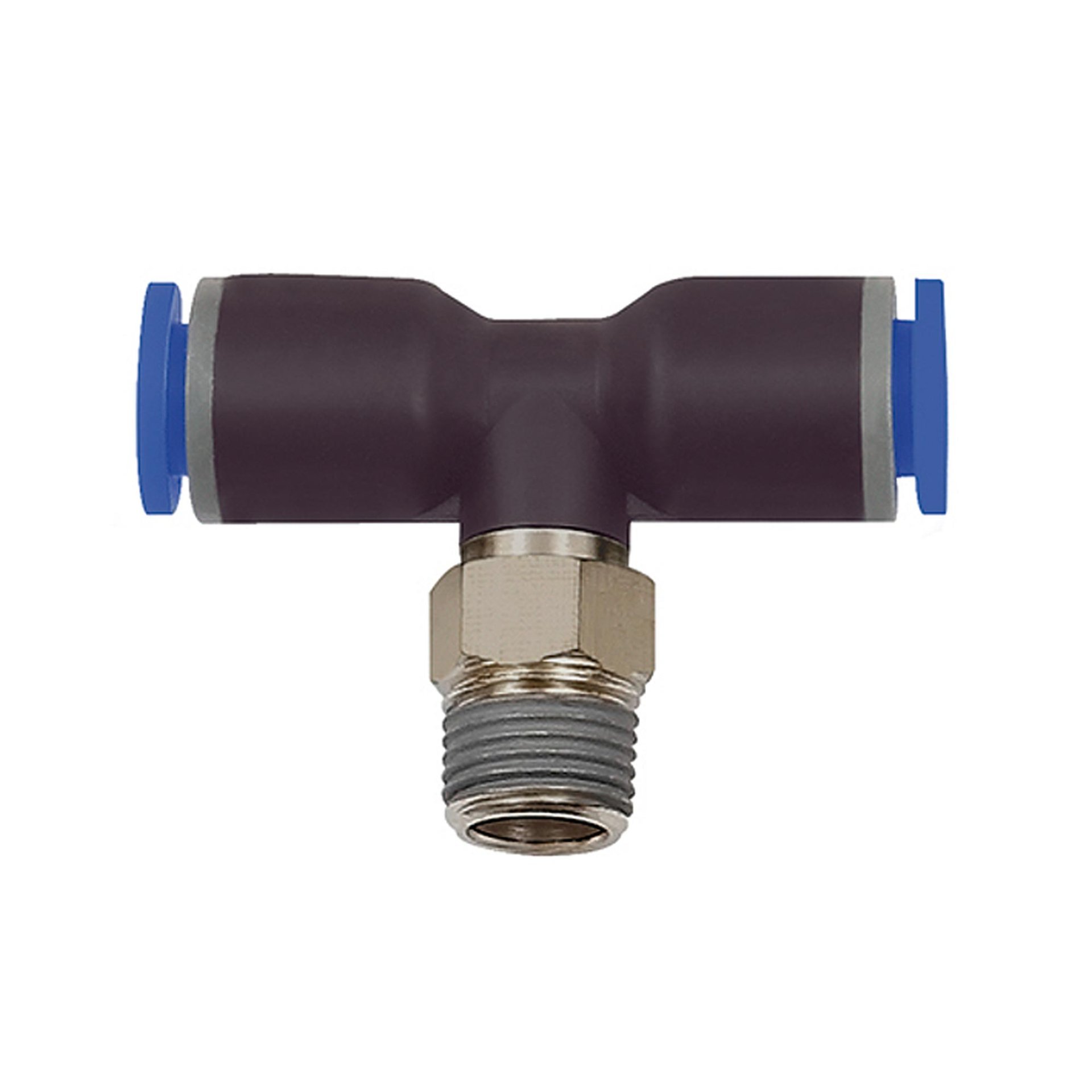 RIEGLER T-Steckverschraubung »Blaue Serie«, drehbar, R 3/8 außen Ø 12 mm Produktbild img1 L