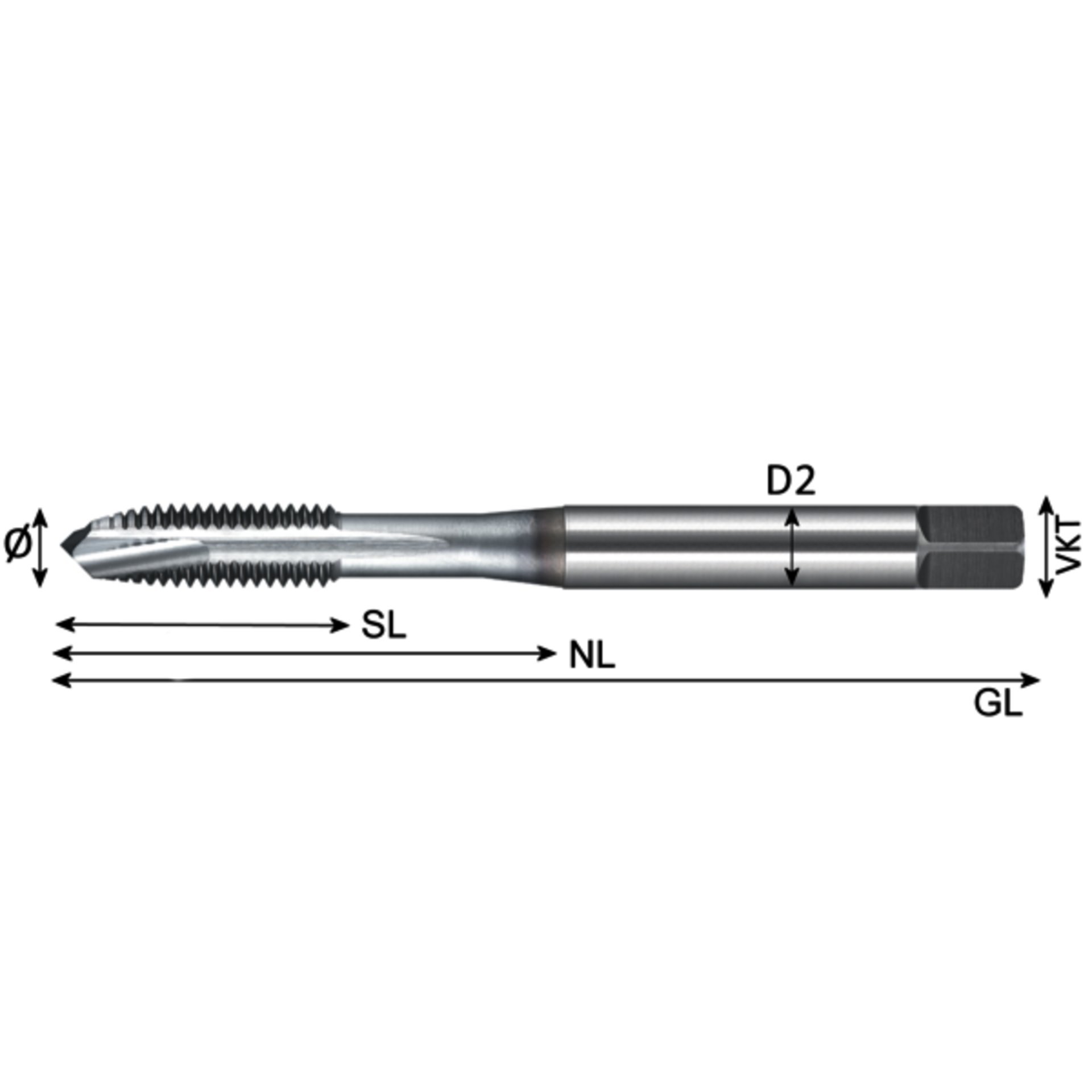 SIMETA Gewindebohrer DULO DIN 371 HSS-E Alu M4 Produktbild img1 L