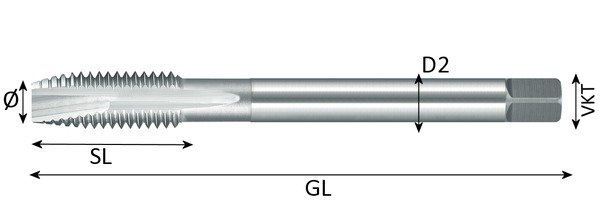SIMETA Gewindebohrer DULO DIN 376 HSS-E Alu M16 Produktbild img1 L