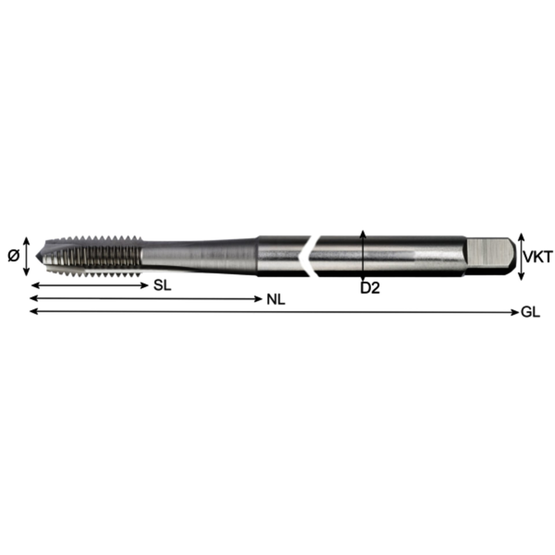 SIMETA Gewindebohrer DULO DIN 371/DIN 376 XXL HSS-E Blank M8 Produktbild img1 L