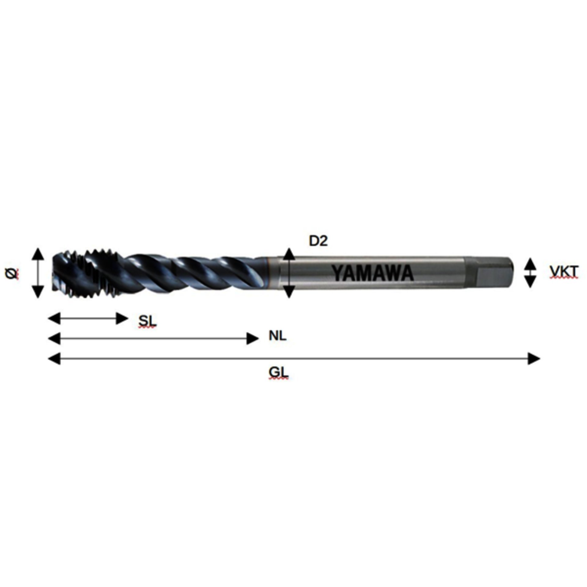 Yamawa Gewindebohrer M2 SALO DIN 371 Z-Pro VU-SP PM beschichtet Produktbild img1 L
