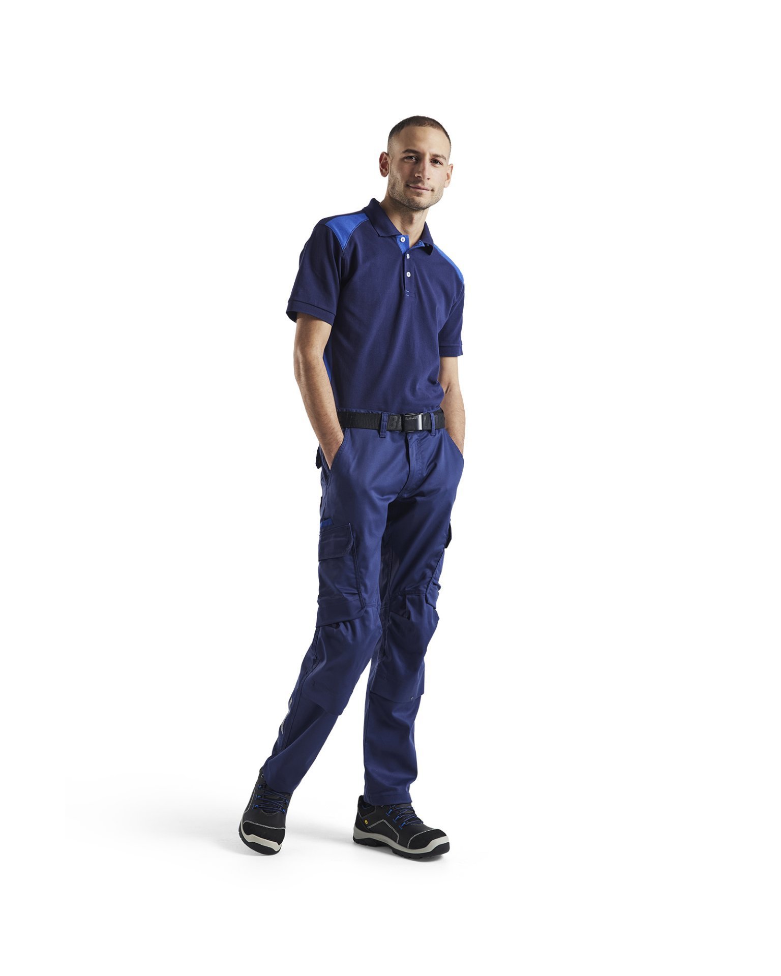 Industrie Arbeitshose Stretch mit Kniepolstertaschen Marineblau/Kornblau C58 Produktbild img3 L