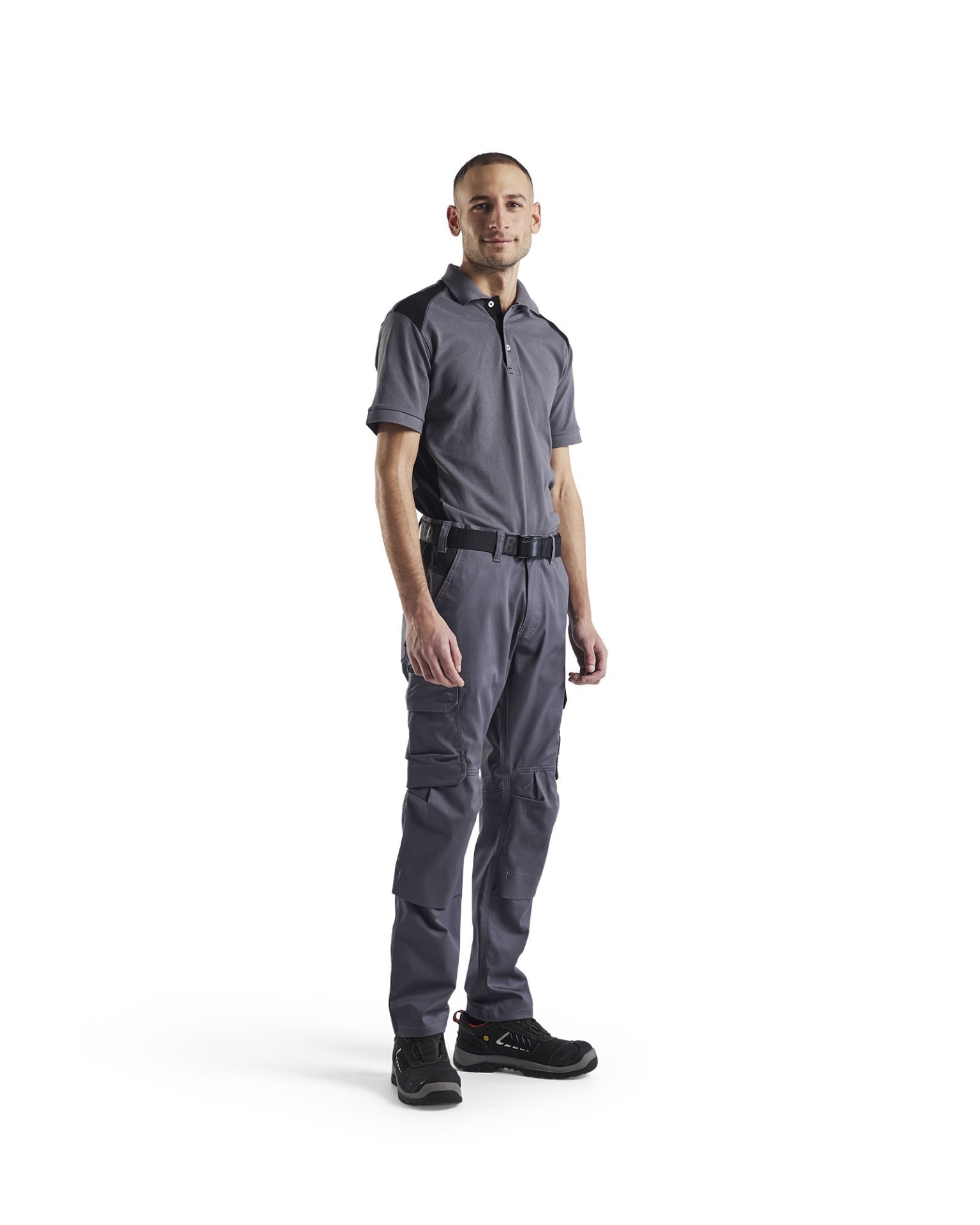 Industrie Arbeitshose Stretch mit Kniepolstertaschen Mittelgrau/Schwarz C64 Produktbild img3 L