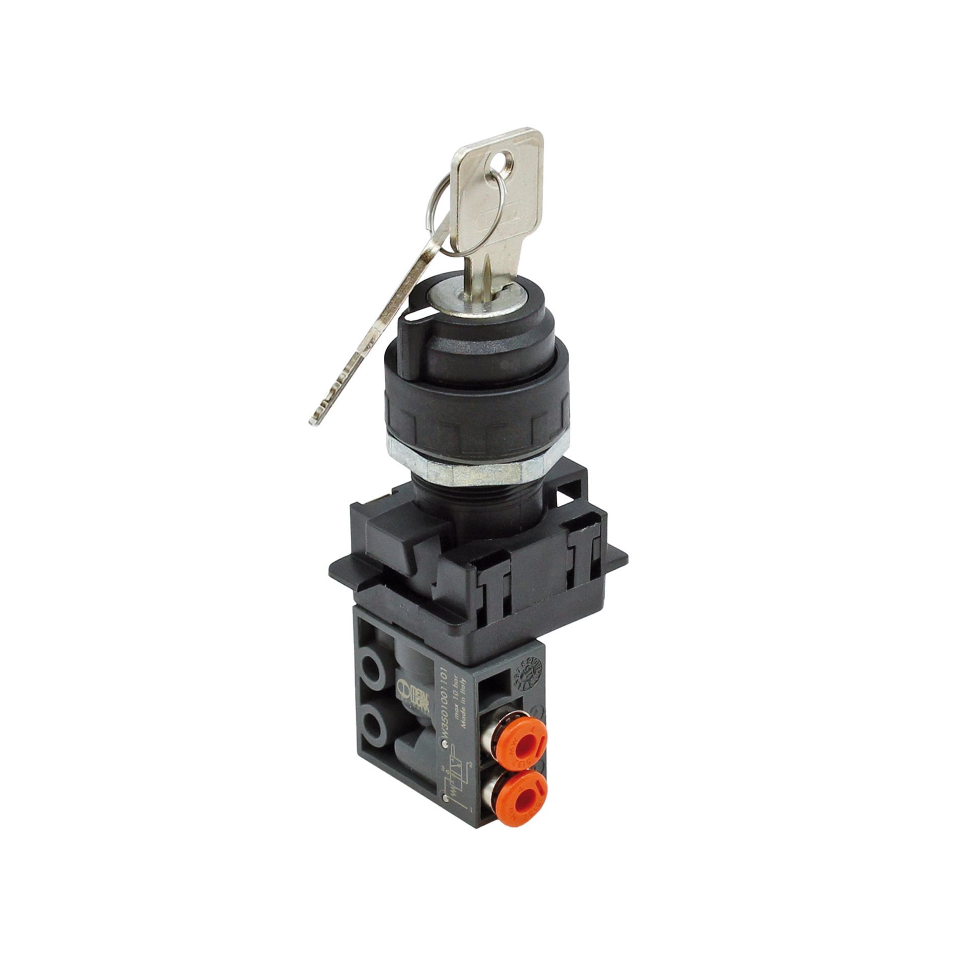 RIEGLER 3/2-Miniventil, manuell, Zugschalter, NC, bistabil, 4 mm seitl. Produktbild img1 L