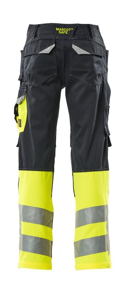 MASCOT® Leeds Hose Größe 76C52, schwarzblau/hi-vis gelb Produktbild img3 L