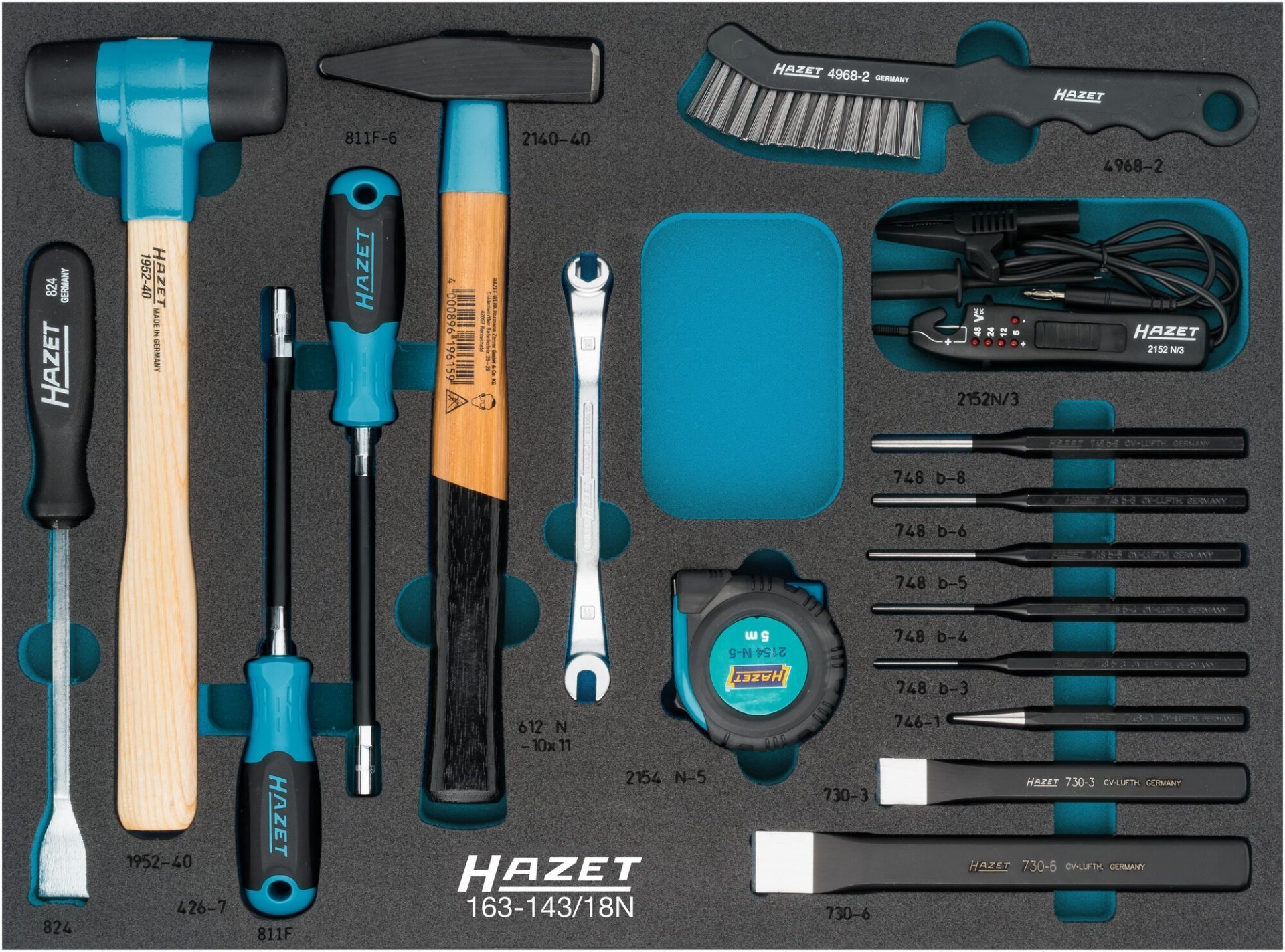 HAZET Universal Satz 163-143/18N ∙ Außen Sechskant Profil ∙ 17-teilig ∙ 0,5 x 23 ∙ 10 x 11 ∙ 6 – 7 Produktbild img1 L