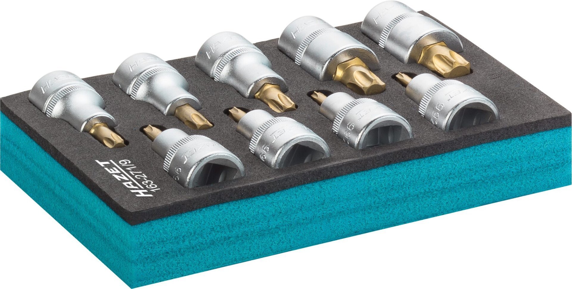 HAZET Schraubendreher-Steckschlüsseleinsatz Satz ∙ TORX® 163-271/9 ∙ 1/2 Zoll (12,5 mm) Vierkant hohl ∙ Innen TORX® Profil ∙ 9-teilig ∙ T20 – T60 Produktbild img2 L