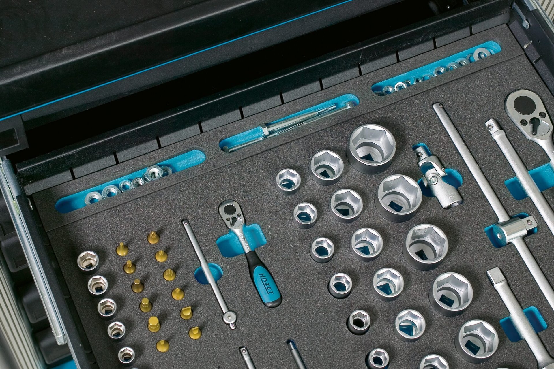 HAZET Weichschaumeinlage ∙ mit Kleinteilefächern 163-522X50 ∙ L x B x H: 519 mm x 50 mm x 33 mm Produktbild img2 L