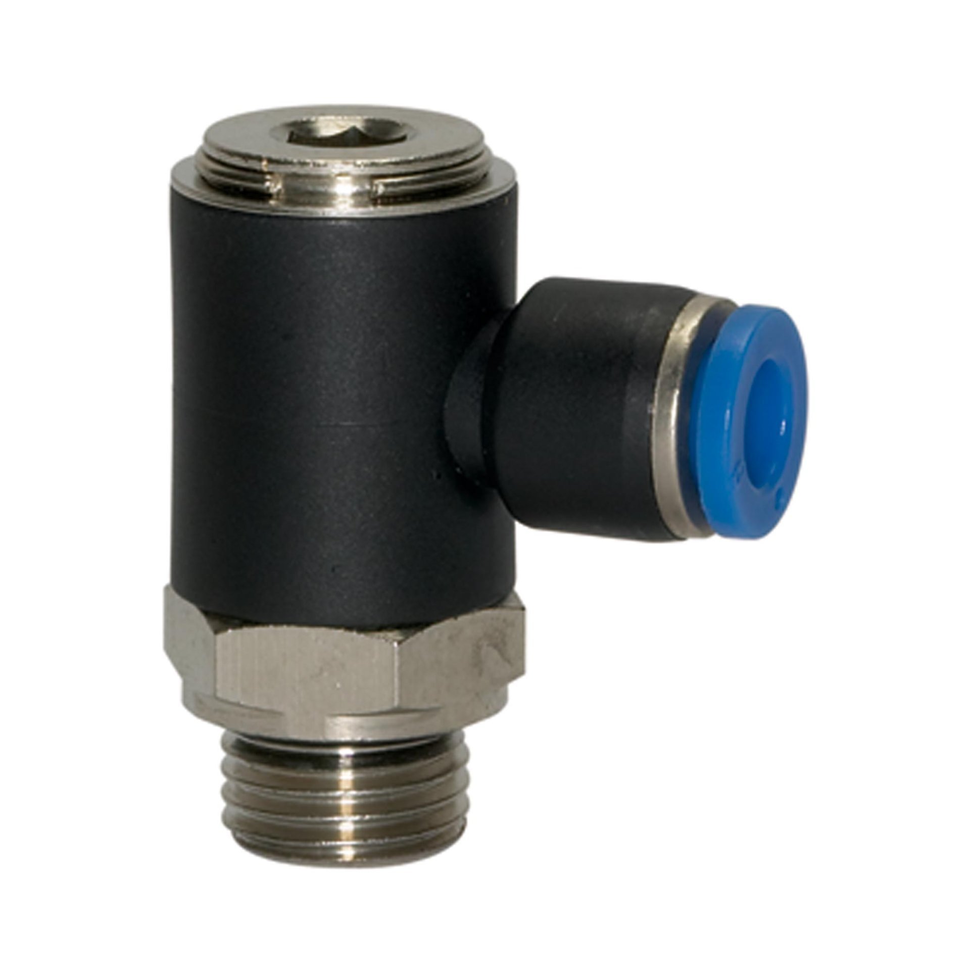 RIEGLER L-Steckverschraubung »Blaue Serie«, drehbar, G 1/8 a., L=22,5mm Produktbild img1 L