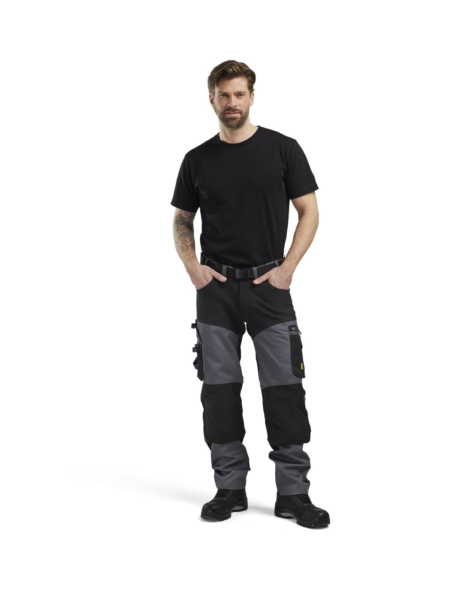 Handwerker Arbeitshose mit Stretch Mittelgrau/Schwarz C50 Produktbild img3 L