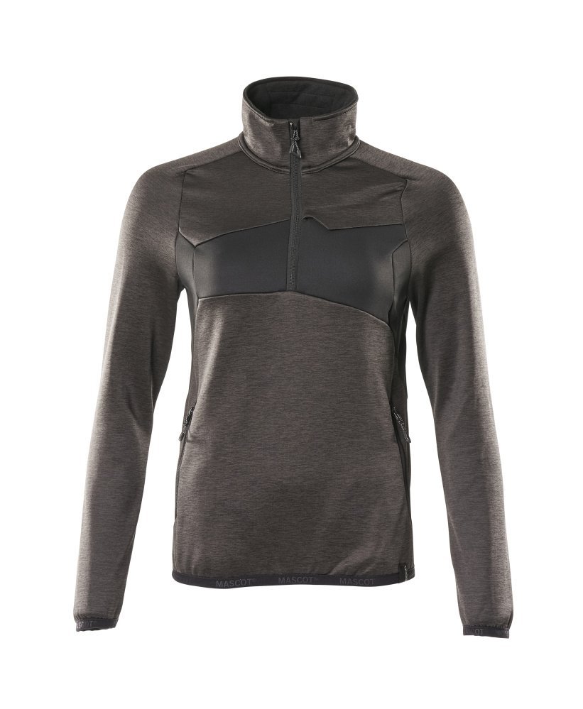 Fleecepullover mit kurzem Zipper, Damen Microfleecejacke Größe 3XL, dunkelanthrazit/schwarz Produktbild img1 L