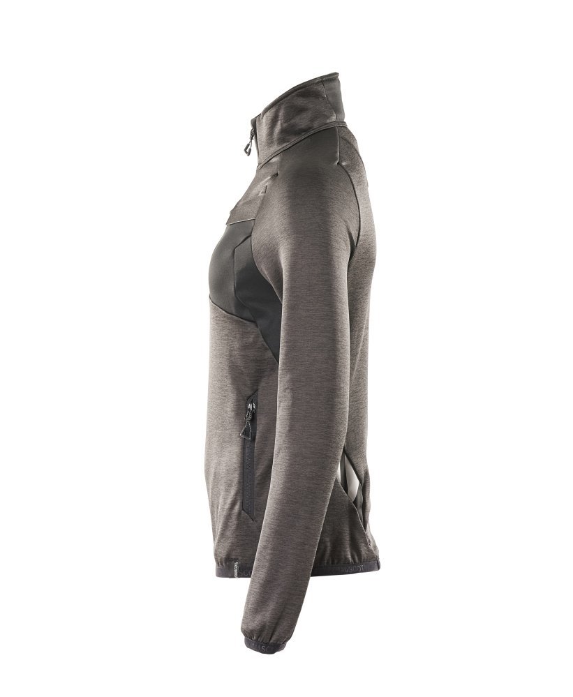 Fleecepullover mit kurzem Zipper, Damen Microfleecejacke Größe 3XL, dunkelanthrazit/schwarz Produktbild img2 L
