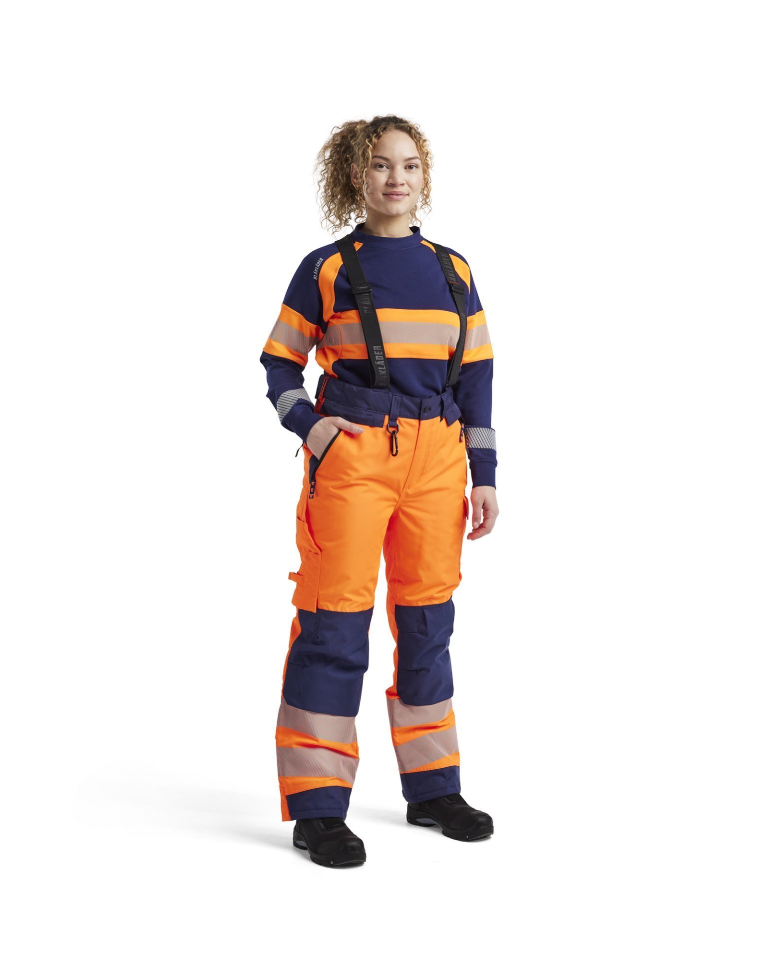 Blakläder High Vis Winterhose High Vis Orange/Marineblau XXXLT Produktbild img3 L