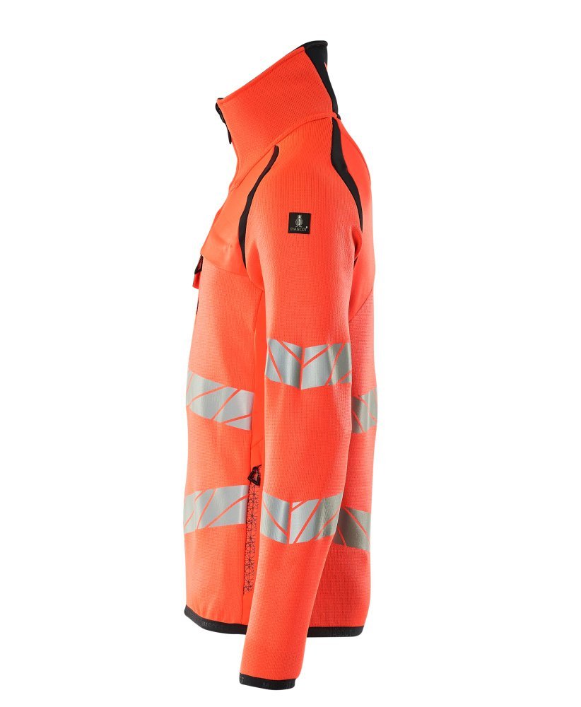 Strickpullover mit kurzem Reißverschluss Strickpullover Größe L, Hi-vis rot/schwarzblau Produktbild img2 L