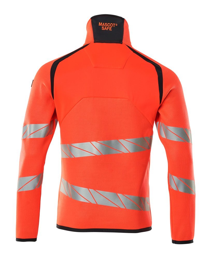 Strickpullover mit kurzem Reißverschluss Strickpullover Größe L, Hi-vis rot/schwarzblau Produktbild img3 L