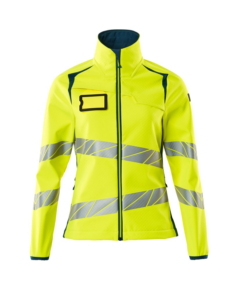 Soft Shell Jacke, Damenpassform Soft Shell Jacke Größe XS, hi-vis gelb/dunkelpetroleum Produktbild img1 L