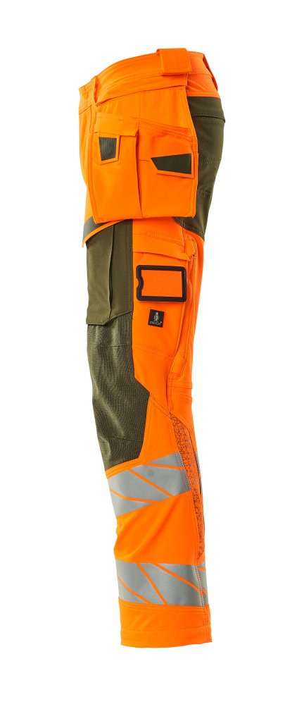 Hose mit Hängetaschen, ULTIMATE STRETCH Hose Größe 82C44, hi-vis orange/moosgrün Produktbild img2 L