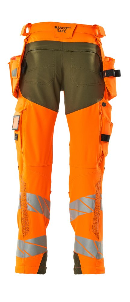 Hose mit Hängetaschen, ULTIMATE STRETCH Hose Größe 82C44, hi-vis orange/moosgrün Produktbild img3 L