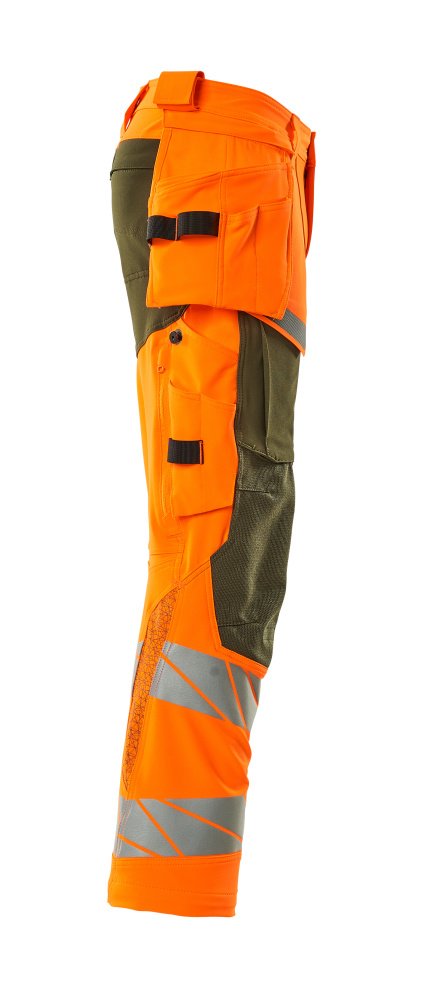 Hose mit Hängetaschen, ULTIMATE STRETCH Hose Größe 82C44, hi-vis orange/moosgrün Produktbild img4 L