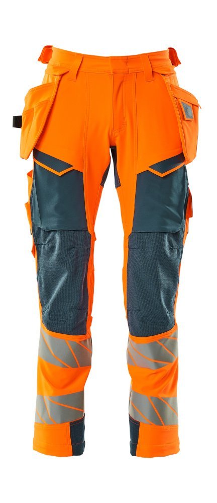 Hose mit Hängetaschen, ULTIMATE STRETCH Hose Größe 90C51, hi-vis orange/dunkelpetroleum Produktbild img1 L