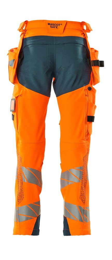 Hose mit Hängetaschen, ULTIMATE STRETCH Hose Größe 90C51, hi-vis orange/dunkelpetroleum Produktbild img3 L