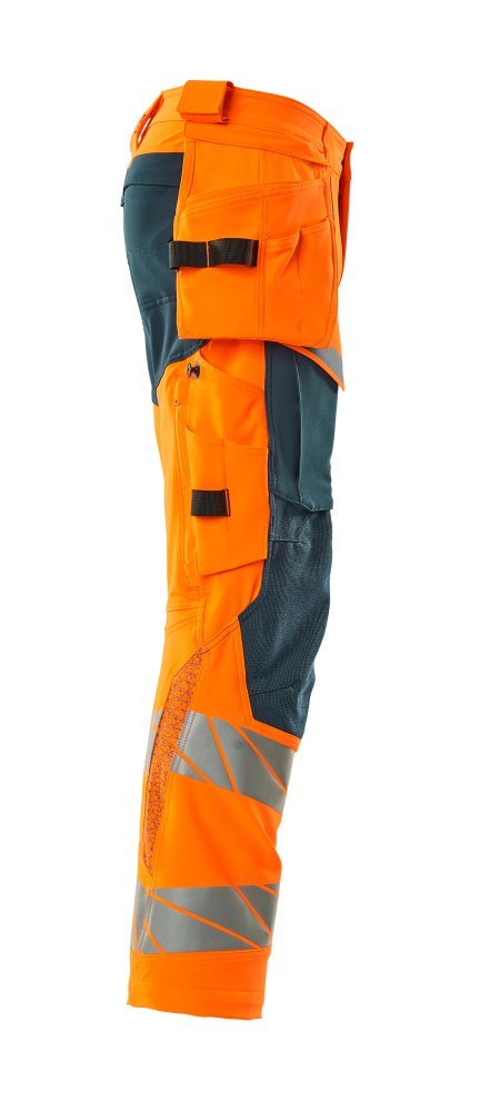 Hose mit Hängetaschen, ULTIMATE STRETCH Hose Größe 90C51, hi-vis orange/dunkelpetroleum Produktbild img4 L