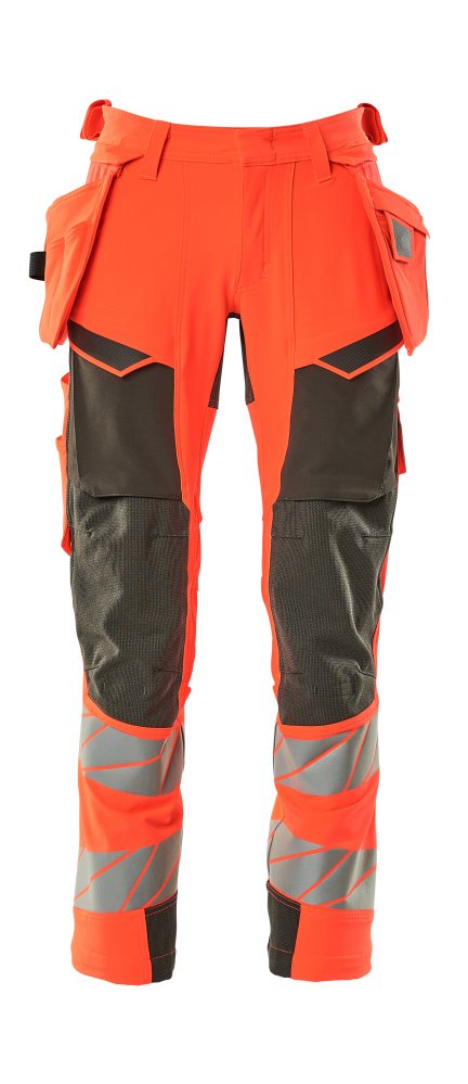 Hose mit Hängetaschen, ULTIMATE STRETCH Hose Größe 90C51, hi-vis rot/dunkelanthrazit Produktbild img1 L