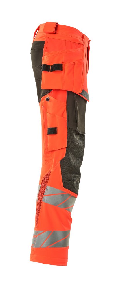 Hose mit Hängetaschen, ULTIMATE STRETCH Hose Größe 90C51, hi-vis rot/dunkelanthrazit Produktbild img4 L