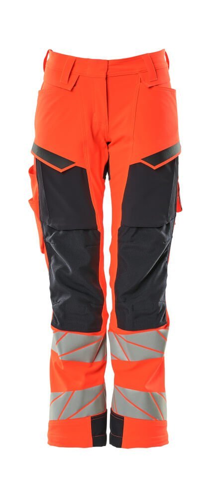 Hose, Damen,DIAMOND, Knietaschen,Stretch Hose Größe 76C34, Hi-vis rot/schwarzblau Produktbild img1 L