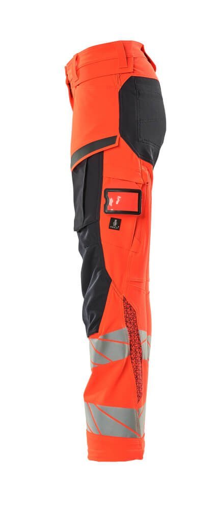 Hose, Damen,DIAMOND, Knietaschen,Stretch Hose Größe 76C34, Hi-vis rot/schwarzblau Produktbild img2 L