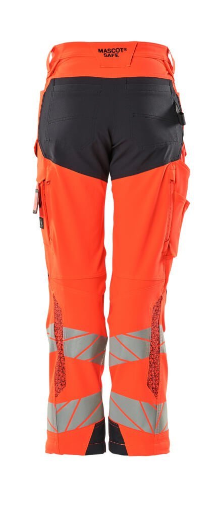 Hose, Damen,DIAMOND, Knietaschen,Stretch Hose Größe 76C34, Hi-vis rot/schwarzblau Produktbild img3 L