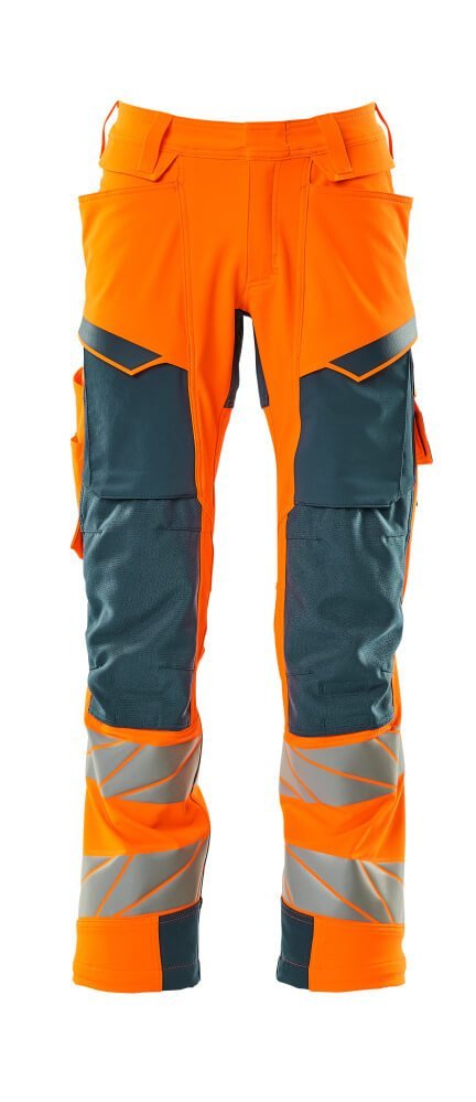 Hose mt Knietaschen, ULTIMATE STRETCH Hose Größe 76C51, hi-vis orange/dunkelpetroleum Produktbild img1 L
