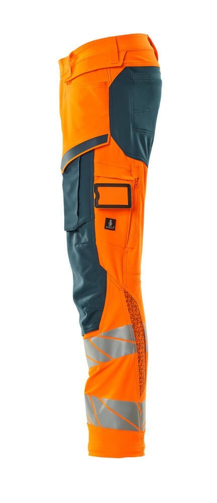 Hose mt Knietaschen, ULTIMATE STRETCH Hose Größe 76C51, hi-vis orange/dunkelpetroleum Produktbild img2 L