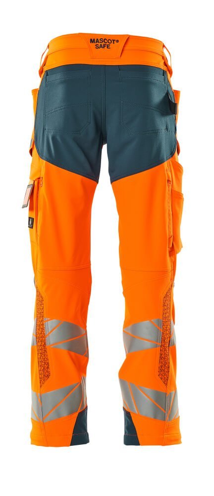 Hose mt Knietaschen, ULTIMATE STRETCH Hose Größe 76C51, hi-vis orange/dunkelpetroleum Produktbild img3 L