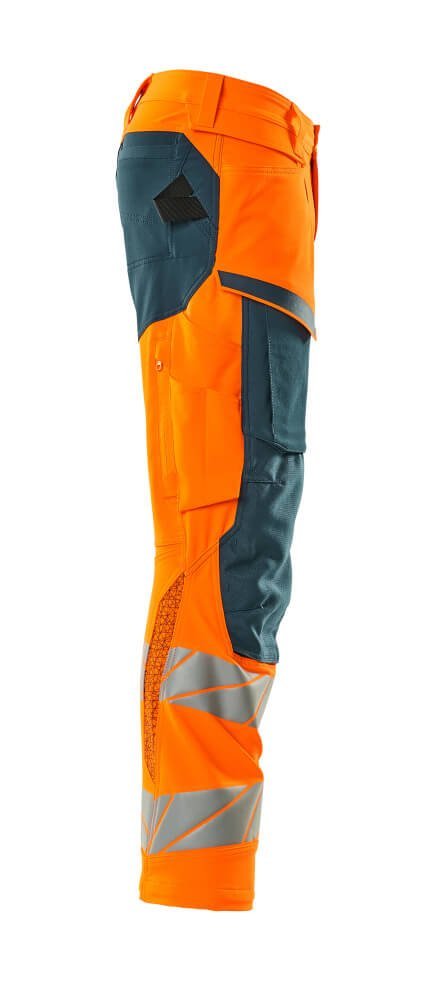 Hose mt Knietaschen, ULTIMATE STRETCH Hose Größe 76C51, hi-vis orange/dunkelpetroleum Produktbild img4 L