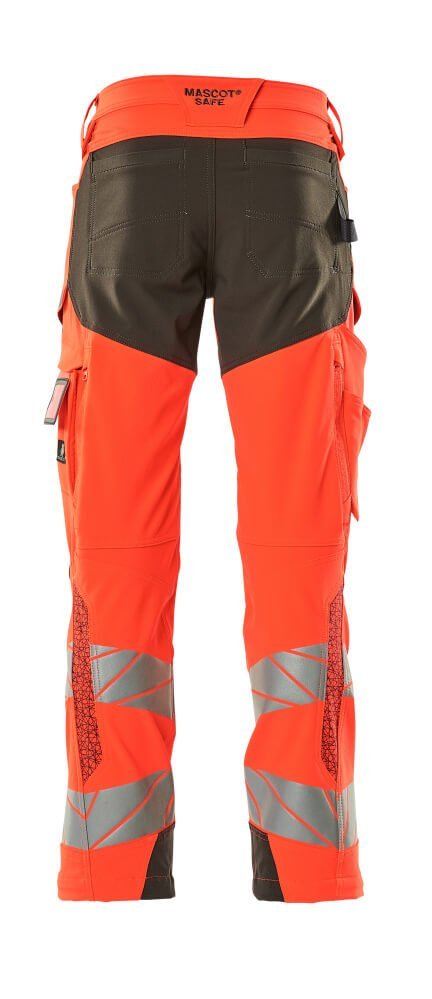 Hose mt Knietaschen, ULTIMATE STRETCH Hose Größe 76C58, hi-vis rot/dunkelanthrazit Produktbild img3 L
