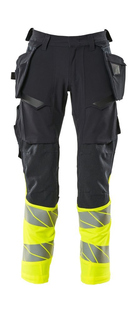 Hose mit Hängetaschen, ULTIMATE STRETCH Hose Größe 90C60, schwarzblau/hi-vis gelb Produktbild img1 L