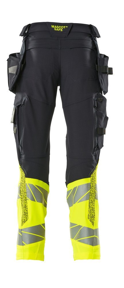 Hose mit Hängetaschen, ULTIMATE STRETCH Hose Größe 90C60, schwarzblau/hi-vis gelb Produktbild img3 L