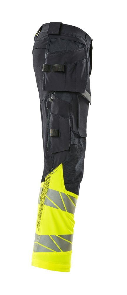 Hose mit Hängetaschen, ULTIMATE STRETCH Hose Größe 90C60, schwarzblau/hi-vis gelb Produktbild img4 L
