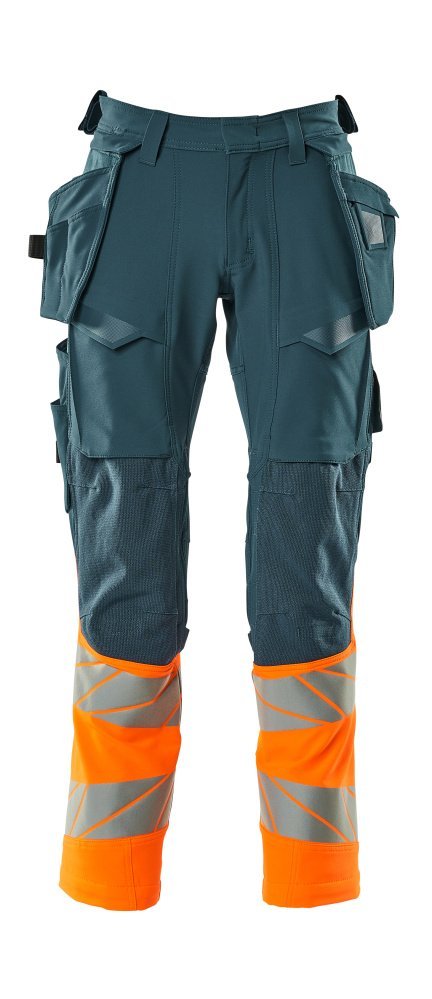 Hose mit Hängetaschen, ULTIMATE STRETCH Hose Größe 82C54, dunkelpetroleum/hi-vis orange Produktbild img1 L